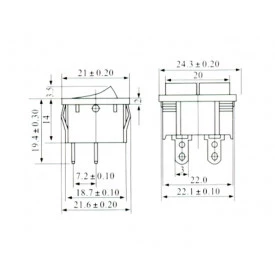 Chave Gangorra / Tecla Dupla com 6 Terminais 6A/250V Preta - KCD5-202