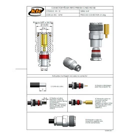 Conector UHF Fêmea Reto Prensa Cabo RG-58 / RGC-58 - KF-10 - Gav 135 - KLC