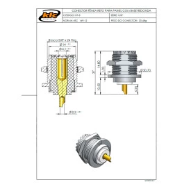 Conector UHF Fêmea Reto Painel Base Redonda de 20,80mm com rosca e porca - KF-3 - Gav 46 - KLC