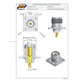 Conector UHF Fêmea Reto Painel - KF-41 - Gav 39 - KLC