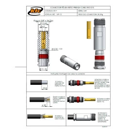 Conector UHF Fêmea Reto Cabo Prensa Cabo RG-213/RGC-213 - KF-7 - Gav 126 - KLC
