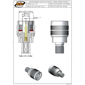 Adaptador de Conversão reto N 75Ohms Macho x F Fêmea - KLC-143 - Gav 108 - KLC