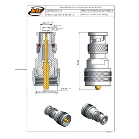 Adaptador Reto Macho UHF X Macho BNC - KLC-16 - Gav 15 - KLC