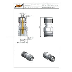 Adaptador Macho TNC Reto e Fêmea N - KLC-18 - Gav 134 - KLC