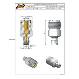 Adaptador de Conversão Fêmea UHF Reto e Macho SMA - KLC-54 - Gav 119 - KLC