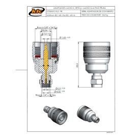 Adaptador de Conversão N Macho X SMA Macho com Pino Fêmea - KLC-98 - Gav 90 - KLC