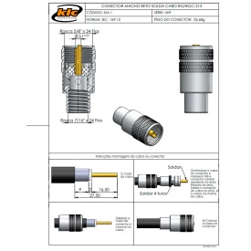 Conector UHF Macho Reto Prensa cabo RG 213 - KM-1 - Gav 41 - KLC