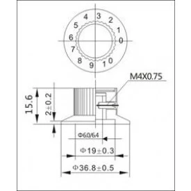 Knob com marcação Delta e parafuso - KN-139B