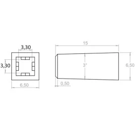 Knob Tecla Quadrada Longa 3,3 x 3,3mm - Preto ou Cinza