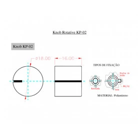 Knob Rotativo Estriado sem Parafuso - Preto - KP-02E - Scott