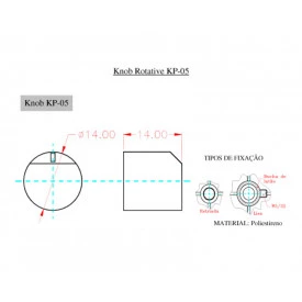 Knob Rotativo Estriado sem Parafuso - Preto - KP-05-E - Scott