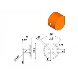 Knob Rotativo com Parafuso - Preto - KP-25P - Scott