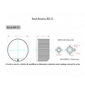 Knob Rotativo com Parafuso - Preto - KP-33P - Scott