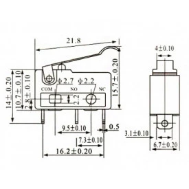 Chave Micro Switch com Haste de 21,8mm com Curva 3T - KW11-3Z-3 