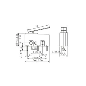 Chave Micro Switch com Haste de 18mm 5A/125/250V 3T - KW11-3Z-5