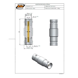 Conector BNC 50 Ohms Fêmea X Fêmea Reto - LA-1 - Gav 133 - KLC