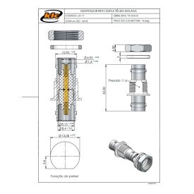 Adaptador BNC 75 Ohms Fêmea X Fêmea Reto Painel - LA-17 - Gav 131 - KLC