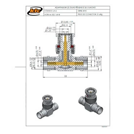 Adaptador BNC 50 Ohms Formato em T 2 Fêmeas 1 Macho - LA-6 - Gav 113 - KLC