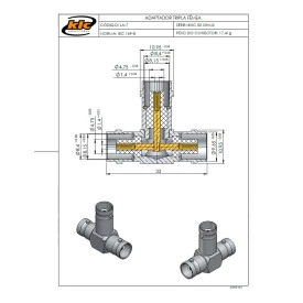 Adaptador BNC em T 50 OHms Tripla Fêmea - LA-7 - Gav 26 - KLC