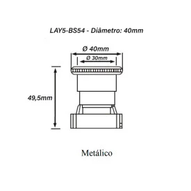 Botão de Emergência Metálico Tipo Cogumelo 40mm - Gira-Destrava -  LAY5-BS54