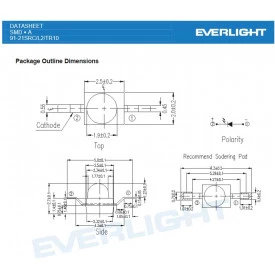 Led SMD L91-21SRC/L2/TR10 Everlight Super Red 1.8 m Round Subminiature 25º 110 mW 100 mcd Water Clear LED