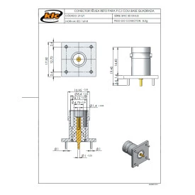 Conector BNC 50 Ohms Fêmea Reto PCI Distância Entre os Pinos 12.70mm - LF-2-1 - Gav 148 - KLC