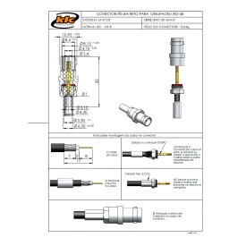 Conector BNC 50 Ohms Fêmea Reto Cabo Crimpagem RG-58 - LF-31CR - Gav 98 - KLC