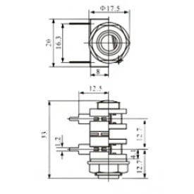 Jack J10 Mono 6,35mm com 4 Terminais PCI - LS-2036