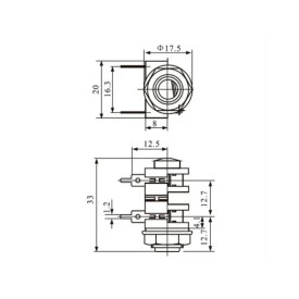 Jack J10 Mono com 4 Terminais com Furo PCI - LS-2038