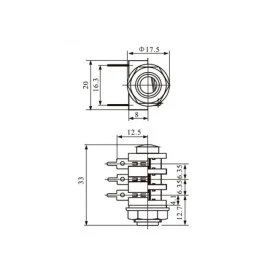 Jack J10 Estéreo com 6 Terminais com Furo PCI - LS-2039