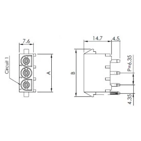 Conector Macho LW6351P0310T PCI Passo de 6,35mm - 2 a 4 Vias