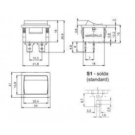 Chave Gangorra / Tecla Bipolar sem Trava 6A/120Vac 16.208 Liga/(Liga) M11FT1FS1S - Margirius