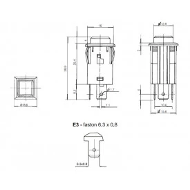 Chave Push-Button Unipolar com Trava Cor Vermelha Quadrada 1A/250V 31.123 M1FT2EE3S - Margirius