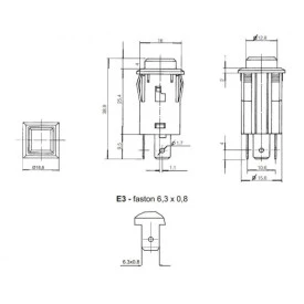 Chave Push-Button Unipolar sem Trava com Led Cor Vermelha Quadrada 1A/250V (Liga)/Desliga 31.127 M1FT2FE3S - Margirius