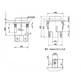 Chave Push-Button Bipolar com Trava Normalmente Aberta Cor Preta 2A/250Vac e 4A/120Vac 27.223 Liga/Desliga M1FT2FE3S - Margirius