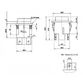 Chave Push-Button Bipolar sem Trava com Proteção cor Verde 15A/250Vac e 20A/120Vac 27.227 (Liga)/Desliga M2FT2DE3G - Margirius