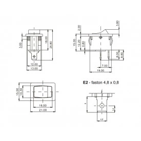 Chave Gangorra / Tecla Unipolar 6A/120Vac e 3A/250Vac 16.101 Liga/Liga MFTFE2S - Margirius