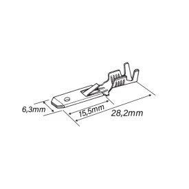 Terminal Macho Longo 6,3x0,8mm 0,5mm - 1,0mm² - MLU321111