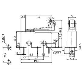 Chave Micro Switch com Haste de 18mm e Roldana SPDT Liga-(Liga) 5A/125/250Vac - MSW-13 - Jietong