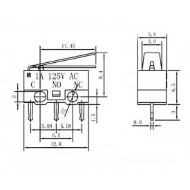 Chave Micro Switch 1A/125Vac com Haste de 12mm MSW-22 - Jietong
