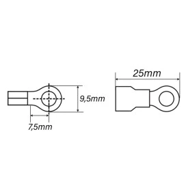Terminal Olhal Isolado 12-10 AWG M4 - 5/32" 2,6 á 6mm² Amarelo - OL6202 - Eletro Service