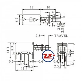 Chave Push-Button com 6 Terminais e sem Trava - PS-22F05