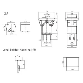 Chave Gangorra / Tecla RLS-102-E5 ON-ON  DPDT 3P - Jietong