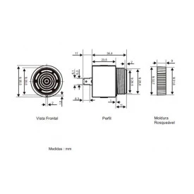 Buzzer para Painel 35mm com Oscilador - SI-127/220VCA-O-C - Sonalarme