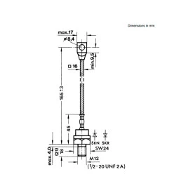 Diodo Retificador Catodo Rosca M12 SKR130/16 - Semikron