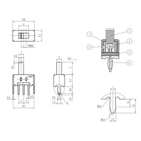 Mini Chave HH com 3 terminais Liga/Desliga 0.3A 30V - WG-SS12D07