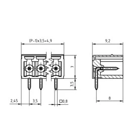 Conector Verde Multipolar STL1550.GH Macho 90º Com as Laterais Fechadas Passo de 3,5mm - 2 a 12 Vias- Phoenix Mecano