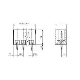 Conector Verde Multipolar STL1550.GV Macho 180º Com as Laterais Fechadas Passo de 3,5mm - 2 a 12 Vias - Phoenix Mecano