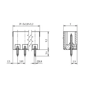 Conector Verde Multipolar STLZ1550GV Macho 180º (Vertical) Com as Laterais Fechadas - Passo 3,81mm - 2 a 16 Vias - Phoenix Mecano