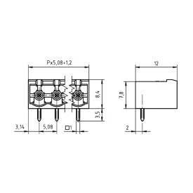 Conector Verde Multipolar STLZ950GH Macho 90º (Horizontal) Com as Laterais Fechadas - Passo 5,08mm - 2 a 18 Vias - Phoenix Mecano